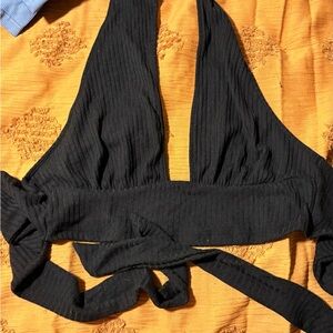 Black Ribbed Halter Top